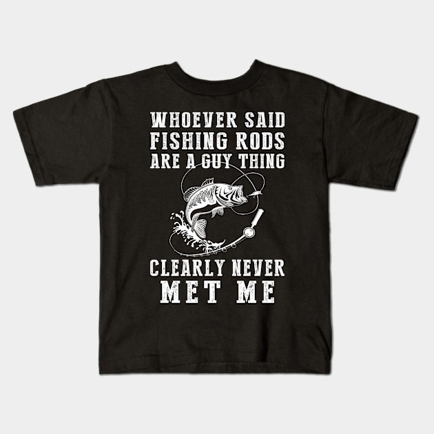 Reeling in Laughter: Fishing Knows No Gender! Kids T-Shirt by MKGift